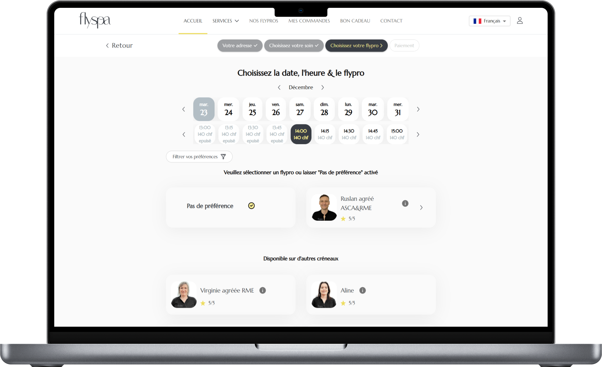 Booking - Therapist and time slot selection