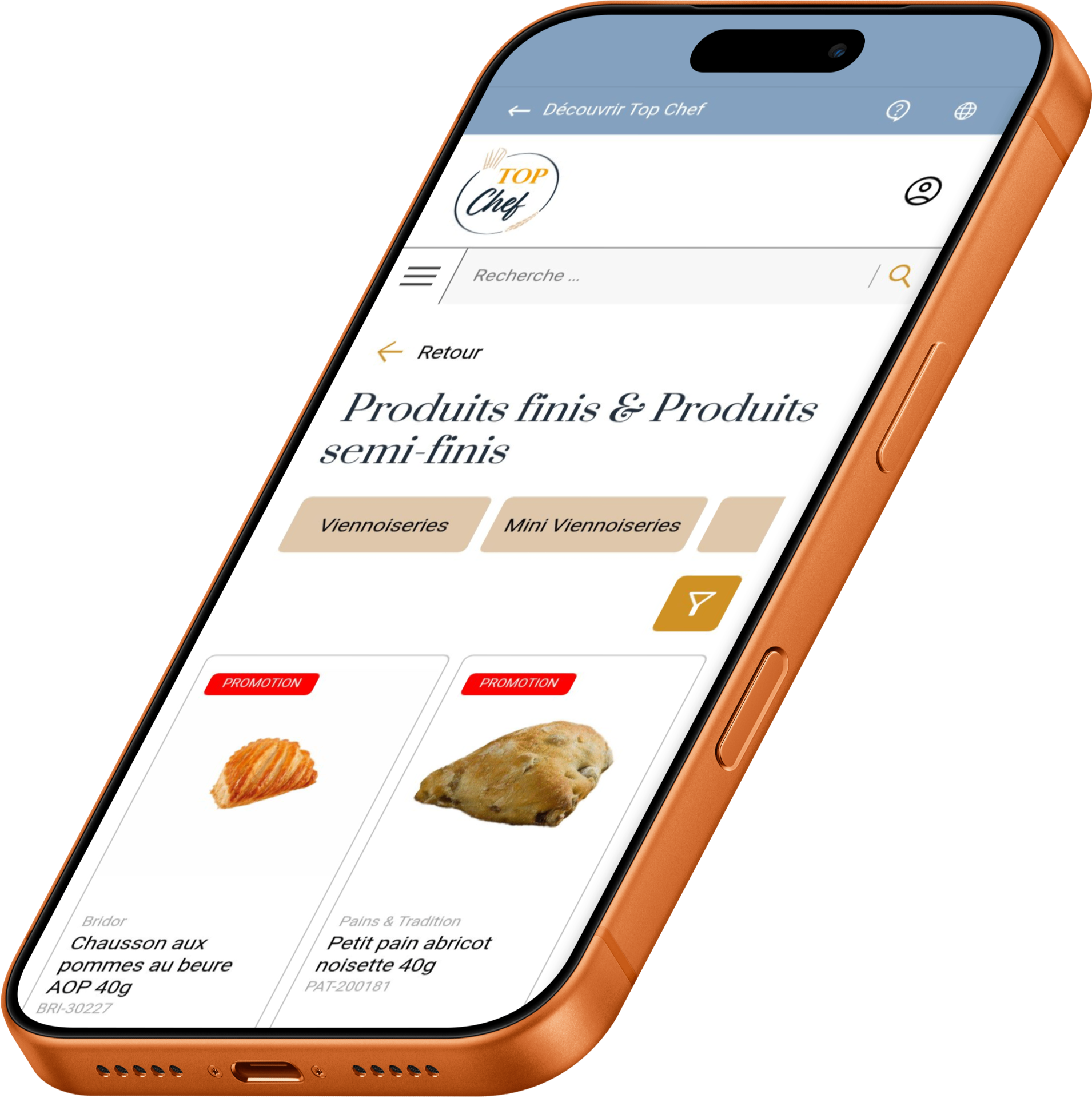 Mobile interface - Products